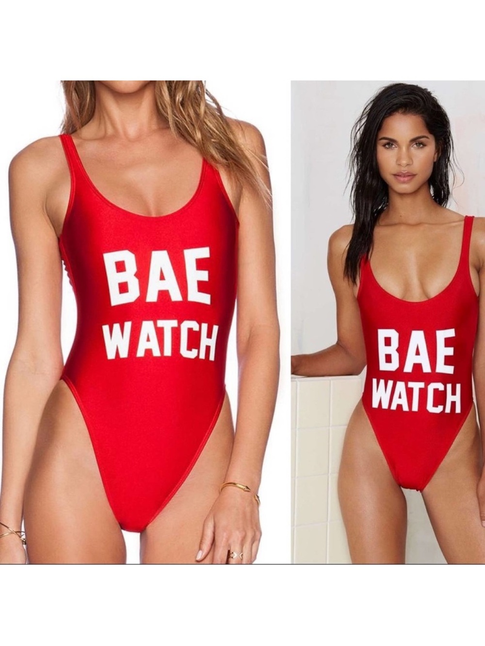 Bae Watch One Piece Bathing Suit Red Medium | Perfect for Summer!